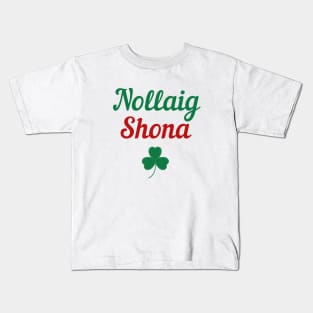 Irish Christmas Gift Nollaig Shona Gaeilge Design Holiday Party Gifts Kids T-Shirt